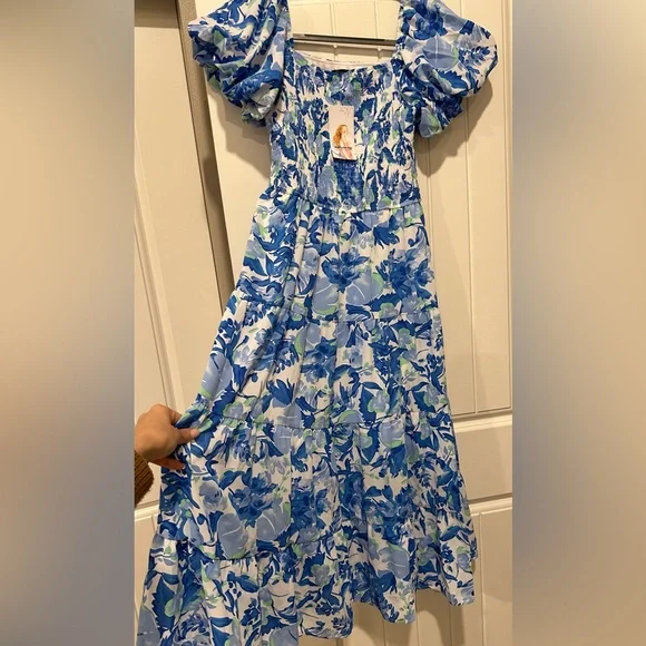 PRETTYGARDEN Womens Summer Puffy Short Sleeve Square Neck Smocked Tiered Ruffle - Picture 6 of 15